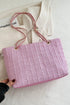'Yara' Polyester Texture Chain Tote Bag - Celes Fashion